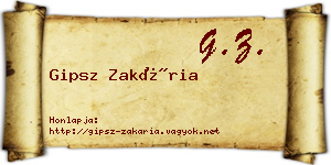 Gipsz Zakária névjegykártya